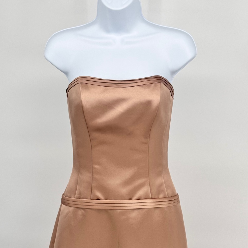 New Watters & Watters Strapless Satin Wedding Formal Gown Size 2 Blush Champagne - Picture 5 of 16